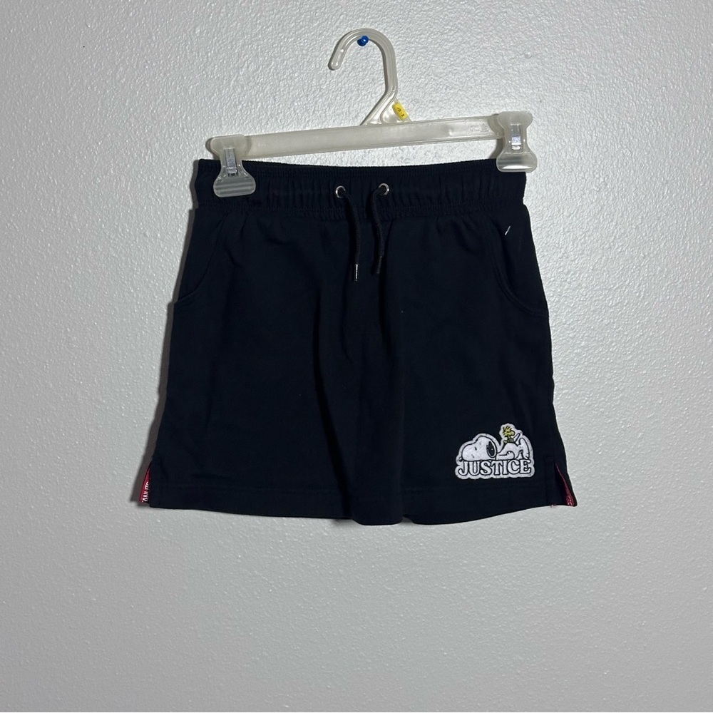 Justice Kids Girls Black‎ Sweat Skort Skirt Just Peanuts size M(10).